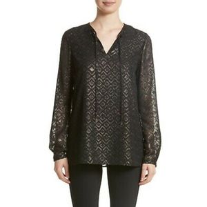 Lafayette 148 | Eli Ikat Metallic Jacquard Blouse Small